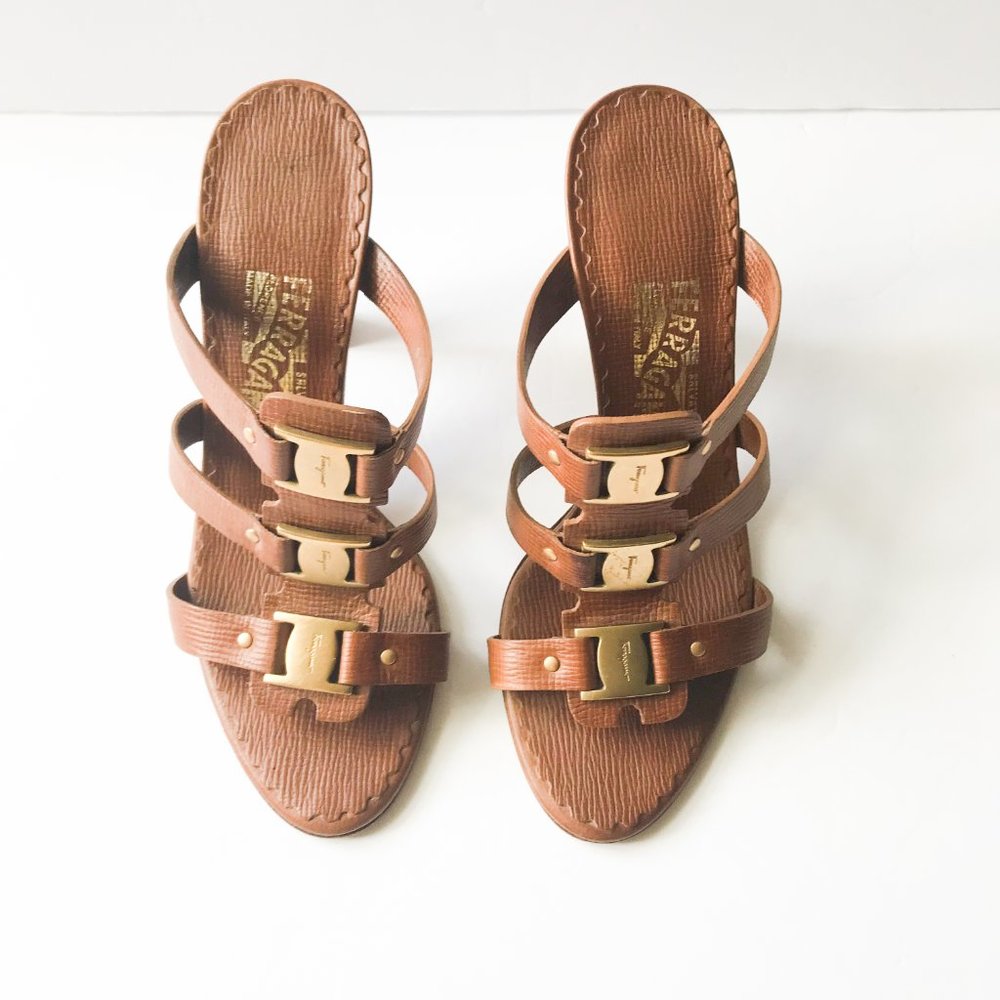 Salvatore Ferragamo 3-Buckle Heel Sandals - Picture 9 of 9